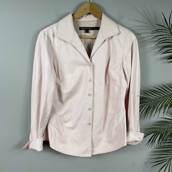 Lafayette 148 Pink Lambskin jacket top - Picture 1 of 10